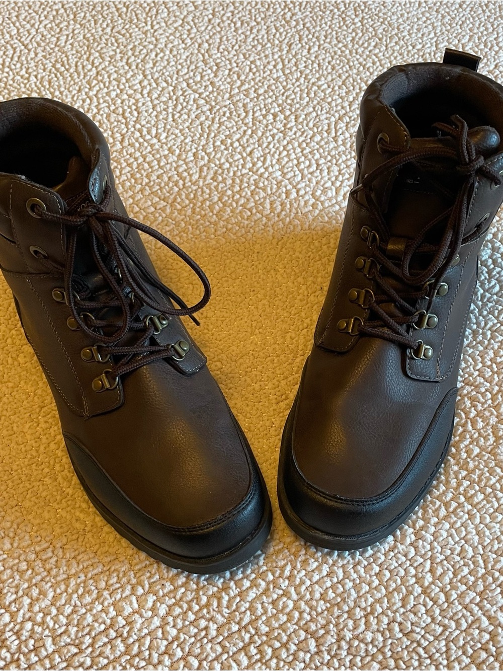 Men's Brown Leather Lace-Up Boots. Size 11